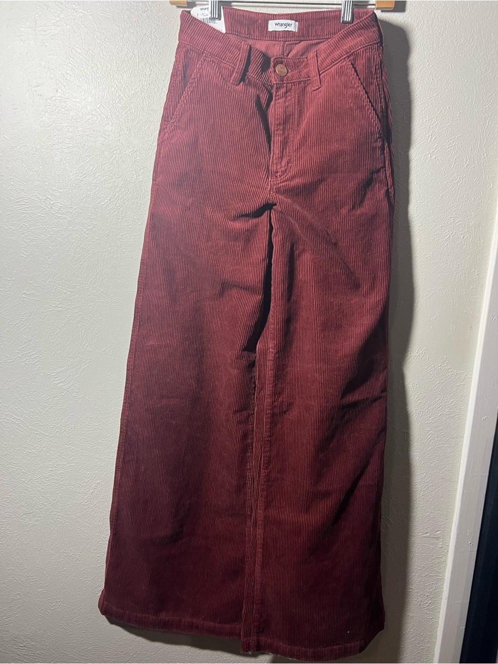 NWT Wrangler burnt orange rust corduroy wide leg pants size 24x34